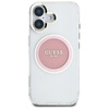Guess IML Metallfarbener Kreis Klassisches Logo MagSafe - Hülle für iPhone 16 (rosa)