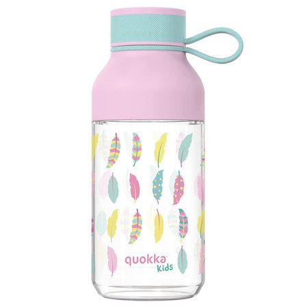 Quokka Ice Kids with strap - 430 ml tritan water bottle with strap (Feathers)