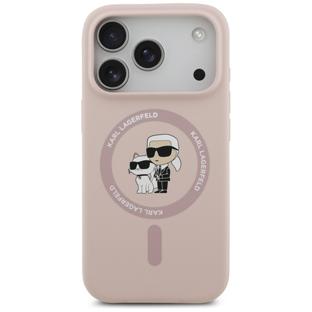 Karl Lagerfeld Silicone Karl & Choupette Ring MagSafe - Case iPhone 17 Pro (pink)