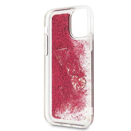 Guess Liquid Glitter Hearts - iPhone 11 Pro Tasche (Himbeere)