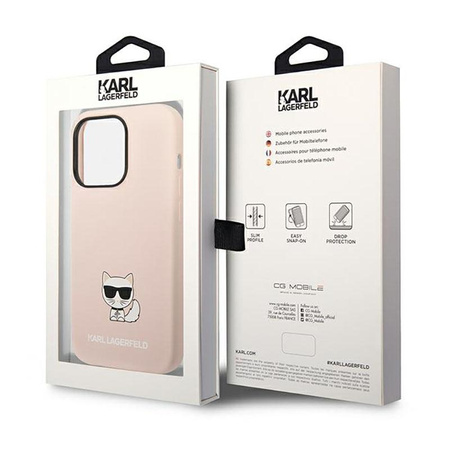 Karl Lagerfeld Choupette Body - pouzdro pro iPhone 14 Pro Max (světle růžové)