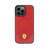 Étui Ferrari Carbon Metal Logo MagSafe - iPhone 15 Pro Max (rouge)