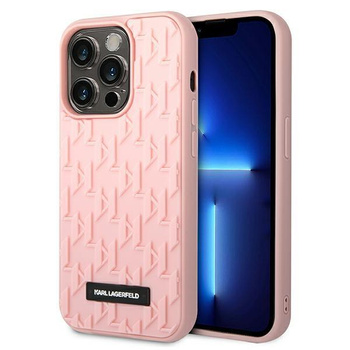 Karl Lagerfeld Monogramm 3D-Muster - iPhone 14 Pro Max Tasche (rosa)