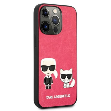 Karl Lagerfeld PU-Leder Karl & Choupette Prägung - iPhone 13 Pro Tasche (fuchsia)