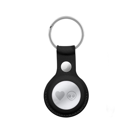 Crong Leather Case with Key Ring - Étui de protection en cuir avec porte-clés pour Apple AirTag (noir)