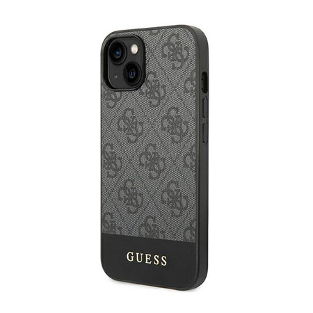 Guess 4G Bottom Stripe Metal Logo Collection - pouzdro pro iPhone 14 Plus (šedé)