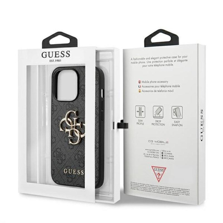 Guess 4G Big Metal Logo - Coque iPhone 13 Pro Max (gris)