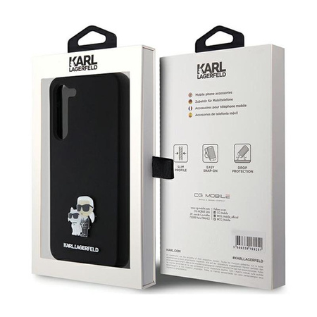 Karl Lagerfeld Silicone Karl & Choupette Metall-Anstecker - Hülle Samsung Galaxy S24+ (czarny)