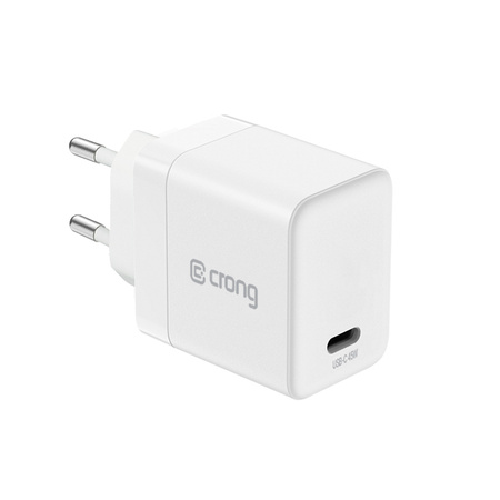 Crong Ultra Compact GaN - USB-C 45W PD 3.0 nástěnná nabíječka s PPS (bílá)