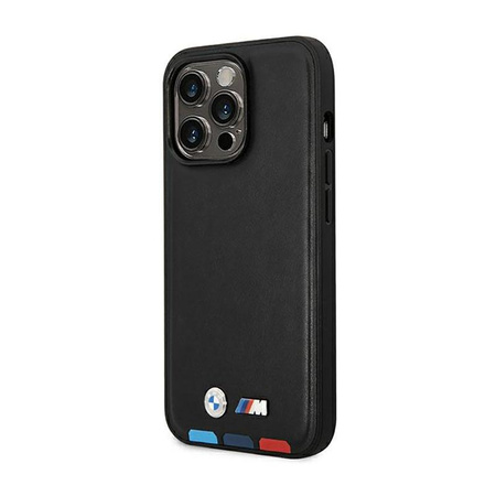 BMW Leather Hot Stamp Tricolor MagSafe - Étui pour iPhone 14 Pro Max (Noir)