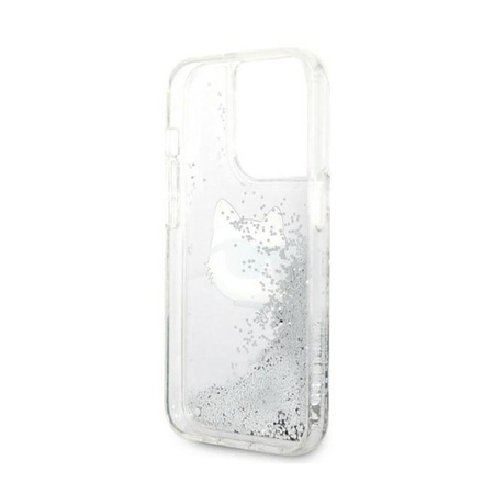 Karl Lagerfeld Liquid Glitter NFT Choupette Head - Case for iPhone 14 Pro Max (Silver)