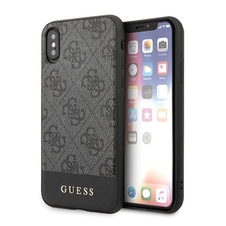 Guess 4G Bottom Stripe Kollektion - iPhone Xs / X Tasche (grau)