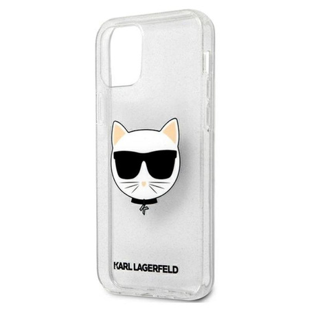 Karl Lagerfeld Choupette Head Glitter - pouzdro pro iPhone 12 Pro Max (stříbrné)