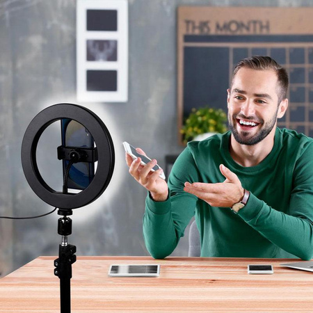 Grundig - LED-Ringlicht mit Stativ für Fotos, Selfie, Make-up