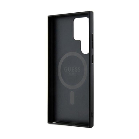Guess 4G Collection bőr fém logós MagSafe - Samsung Galaxy S24 Ultra tok (fekete)