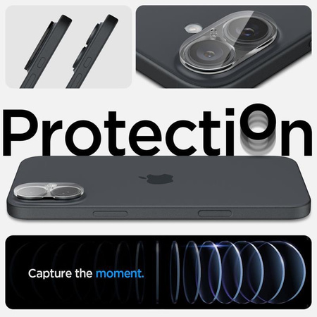 Spigen Optik GLAS.TR Camera Protector 2-Pack - Ochranné sklo na objektiv pro iPhone 16 / 16 Plus (2 ks) (Průhledný)