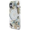 Guess Glitter Flowers Triangle Buttons MagSafe - Tasche für iPhone 16 (weiß)