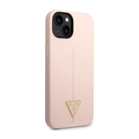 Silikonové pouzdro Guess s trojúhelníkovým logem - iPhone 14 Plus (růžové)