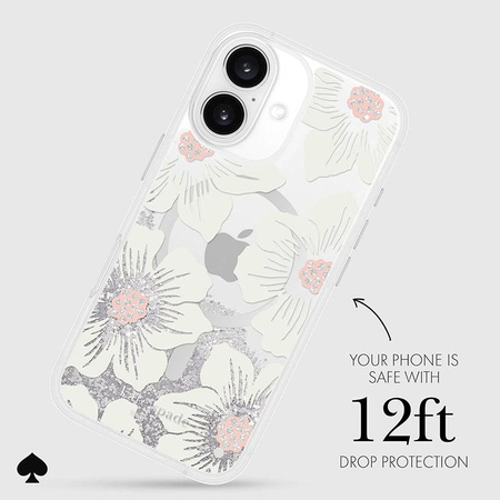 Kate Spade New York Liquid Glitter MagSafe - Hülle für iPhone 16 (Hollyhock Floral)