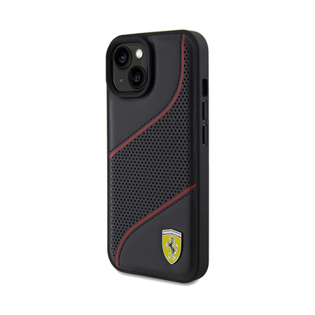 Ferrari Perforované kovové logo Waves - pouzdro na iPhone 15 (černé)