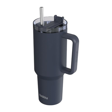 Quokka Stream - Mug thermique 1200 ml en acier inoxydable avec paille (Graphite)