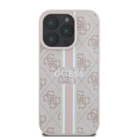 Guess 4G Printed Stripes MagSafe – Pouzdro pro iPhone 16 Pro (růžové)