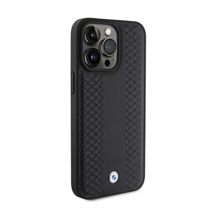 BMW Leder Diamant-Muster - iPhone 15 Pro Tasche (schwarz)