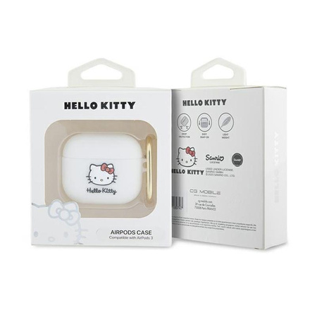 Hello Kitty Silikonová 3D hlava kočičky - pouzdro pro AirPods 3 (bílé)