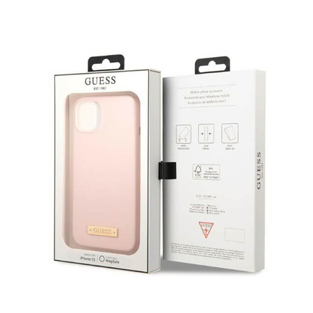 Guess szilikon logólemez MagSafe - iPhone 13 tok (rózsaszín)