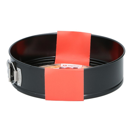 Alpina - Teglia rotonda da forno / tortiera con rivestimento antiaderente 24x7 cm (nero)