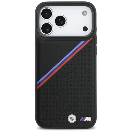 Custodia MagSafe con logo in metallo tricolore BMW M per iPhone 17 Pro Max (nera)
