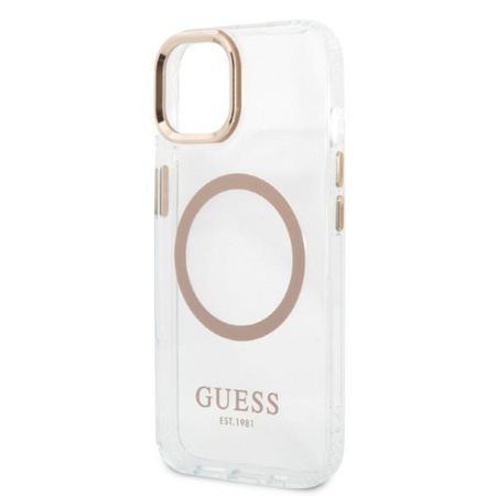 Guess Metal Outline Magsafe - Coque iPhone 13 (Transparent / Or)