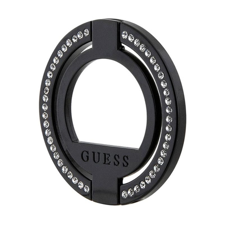 Guess MagSafe Ring Stand Rhinestone - Support magnétique pour téléphone avec fonction stand (Noir)