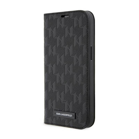 Karl Lagerfeld Saffiano Monogramm - iPhone 14 Tasche (Schwarz)