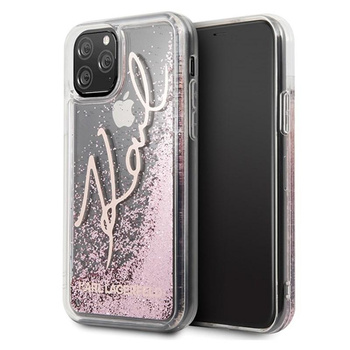 Karl Lagerfeld Signature Glitter Case - iPhone 11 Pro Max tok (rózsaarany)