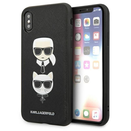 Karl Lagerfeld Saffiano Karl & Choupette Heads - iPhone Xs Max tok (fekete)