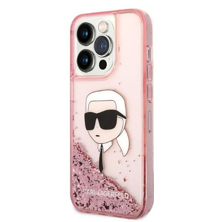 Karl Lagerfeld Liquid Glitter NFT Karl's Head - iPhone 14 Pro Tasche (rosa)