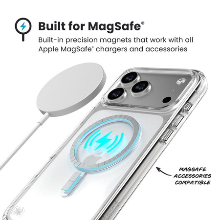 Speck Presidio Perfect Clear MagSafe - iPhone 17 Pro Max Case (Clear / Silver)