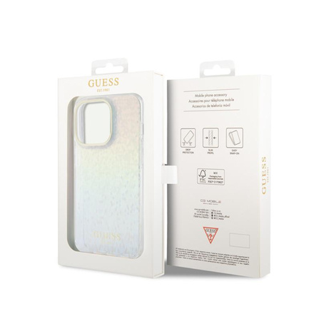 Guess IML Faceted Mirror Disco Iridescent - pouzdro pro iPhone 15 Pro (duhové)