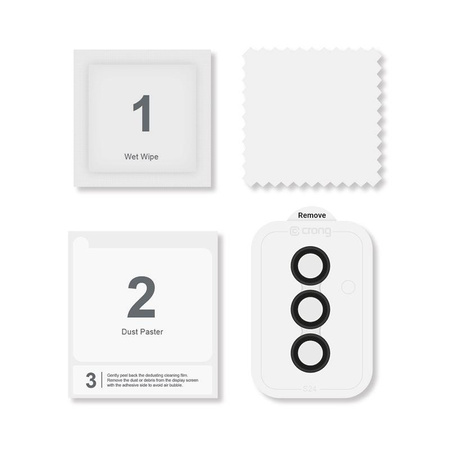 Crong lencsegyűrű - edzett üveg Samsung Galaxy S24+ kameralencséhez (fekete)