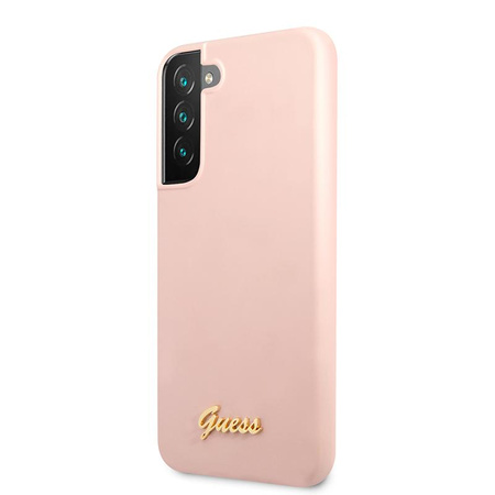 Guess Silicone Script Metal Logo - Etui Samsung Galaxy S22+ (rose)