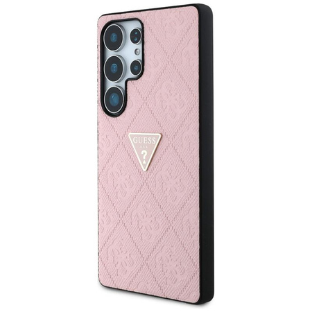 Guess Hot Stamp 4G Motif Triangle Metal Logo - Étui Samsung Galaxy S25 Ultra (rose)