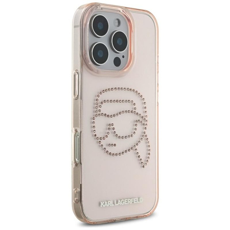 Karl Lagerfeld IML strasszos Karl Head - tok iPhone 16 Pro készülékhez (rózsaszín)