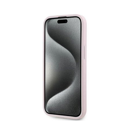 Karl Lagerfeld Diagonal Gesteppte Schrift - iPhone 15 Plus / 14 Plus Tasche (rosa)