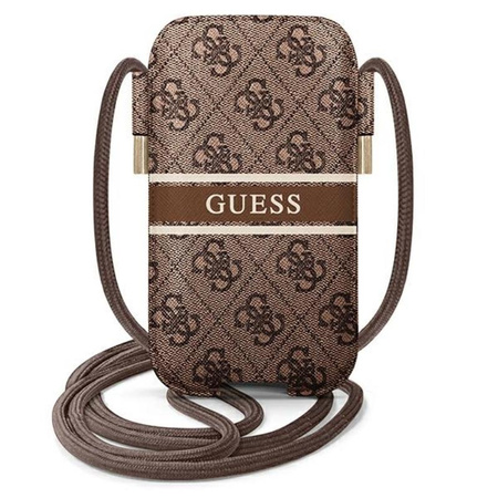 Guess 4G Printed Stripe Pouch - Torebka na telefon S/M max 6.1" (brązowy)