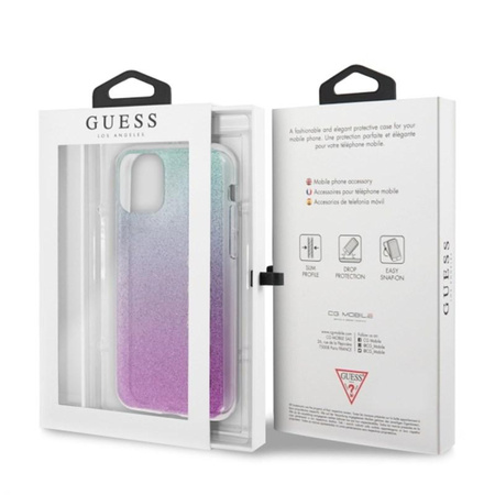 Guess Glitter Gradient - iPhone 11 Tasche (Rosa/Blau)