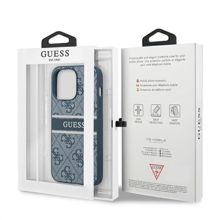 Guess 4G Printed Stripe - pouzdro pro iPhone 13 Pro (modré)