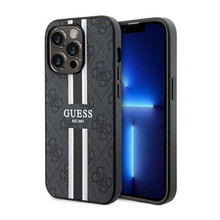 Guess 4G Gedruckte Streifen MagSafe - iPhone 14 Pro Max Tasche (Schwarz)