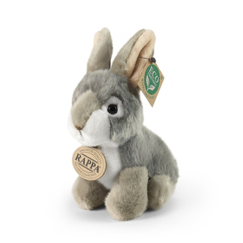 Rappa - Plush realistic mascot gray rabbit sitting 16 cm Eco-Friendly