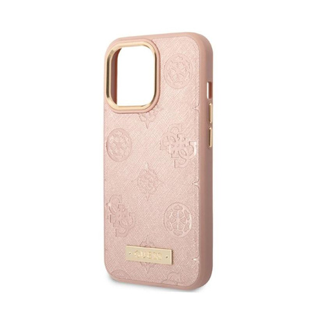 Guess Peony Logo Plate MagSafe - pouzdro pro iPhone 13 Pro (růžové)
